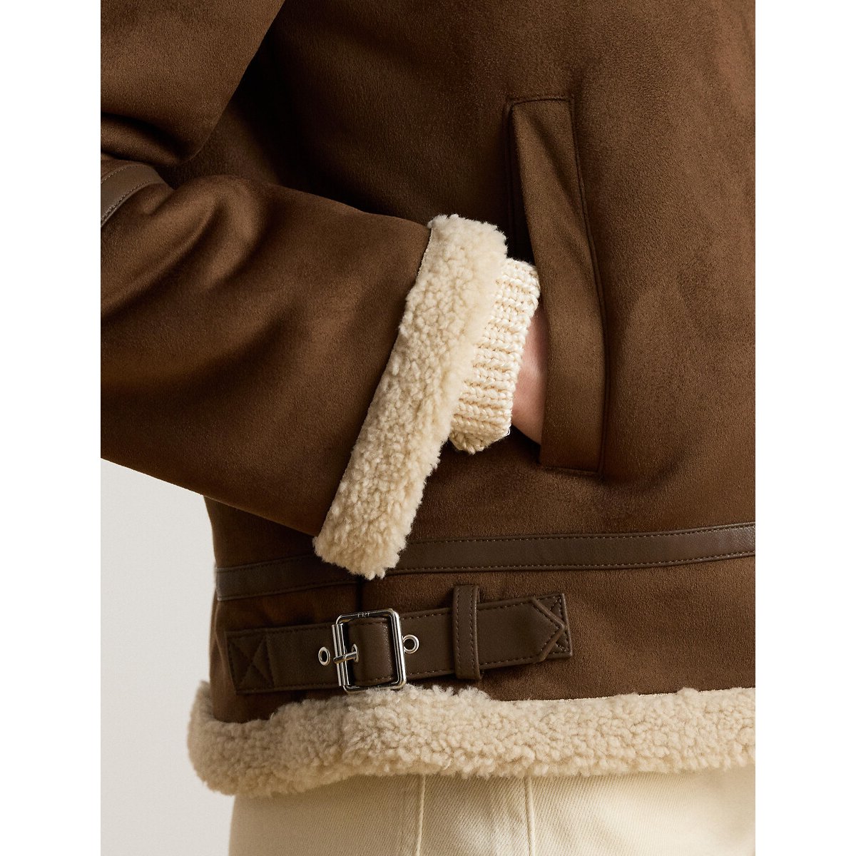 Blouson style aviateur, détails en sherpa tabac, LAUREN RALPH LAUREN