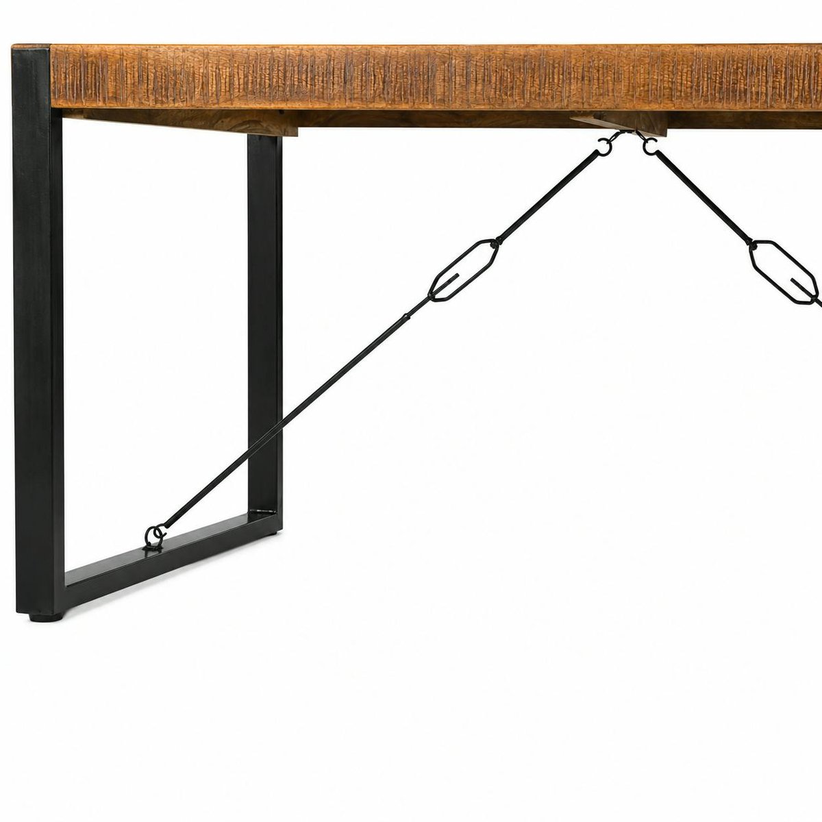 Table à manger bois métal à tendeurs 140 cm KARGO bois naturel, PIER IMPORT