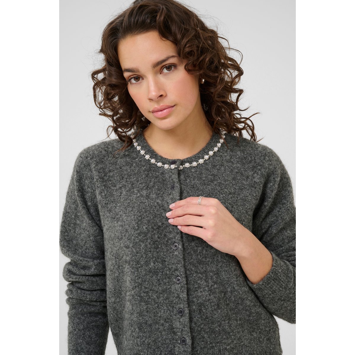 Cardigan à tricot gris grey melange, KAFFE