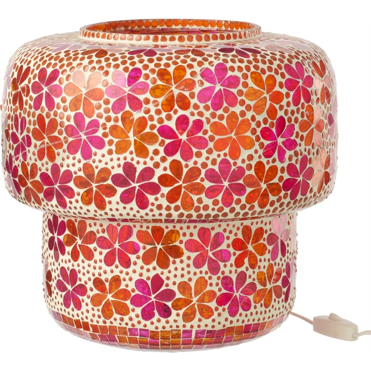 Lampe de table mosaïque en verre rose foncé et orange, RECOLLECTION