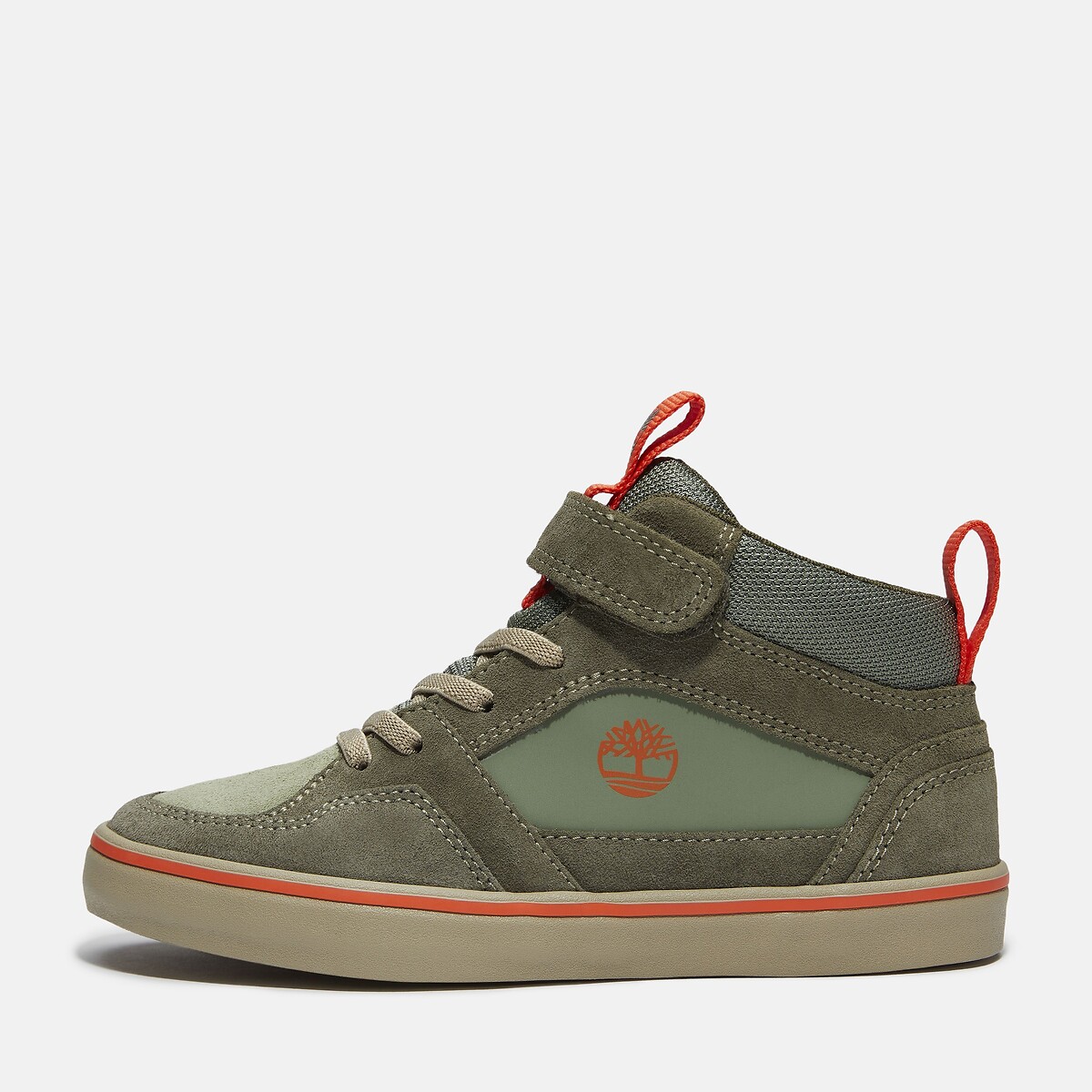 Baskets en cuir, à lacets élastiqués, STONE JUMP MID HOOK & LOOP kaki, TIMBERLAND