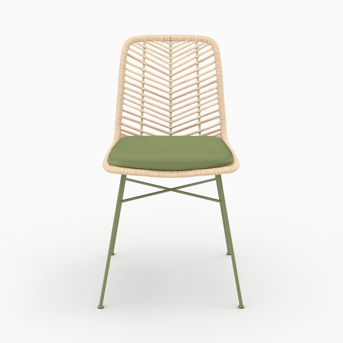 Chaises en rotin et tissu - TAMARA vert olive, MAISON PAVANE