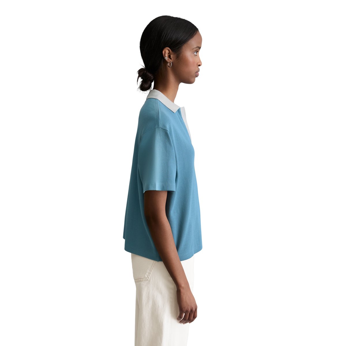 Polo relaxed en pur coton bio bleu moyen, MARC O’POLO DENIM