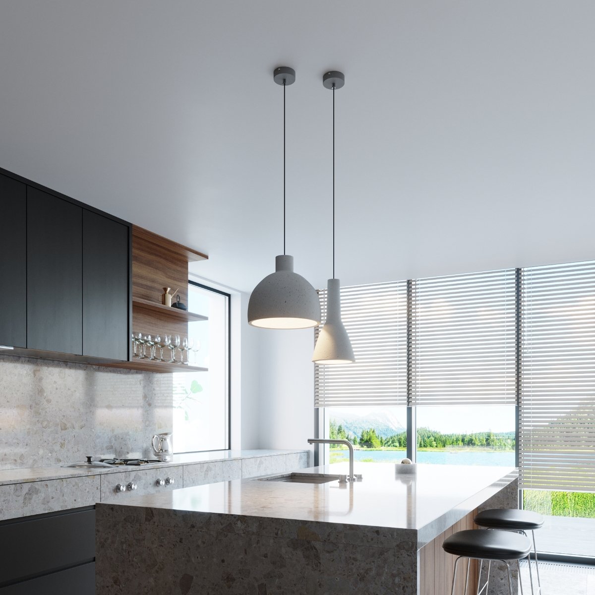 Suspension Béton Gris E27 1 Empoli gris, EDEN
