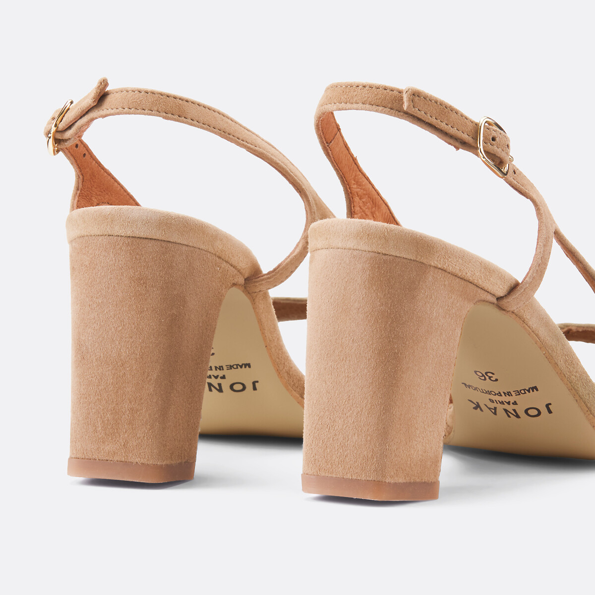 Vaiana Suede Heeled Sandals beige, JONAK