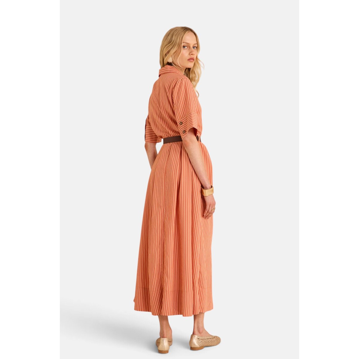 Robe droite à rayures PATRICIA ocre, Maison 123