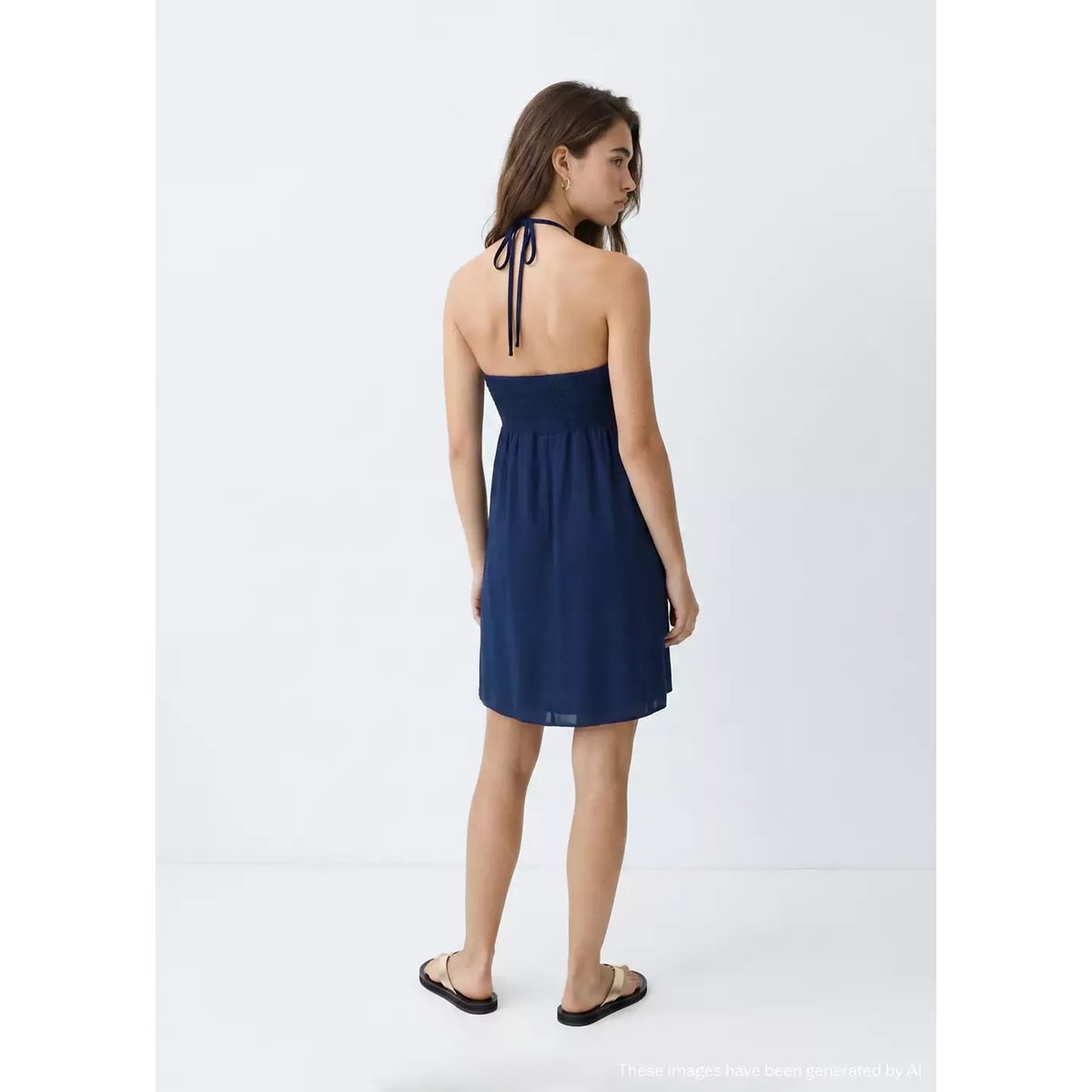 Robe courte emmanchures américaines bleu marine, MANGO TEEN