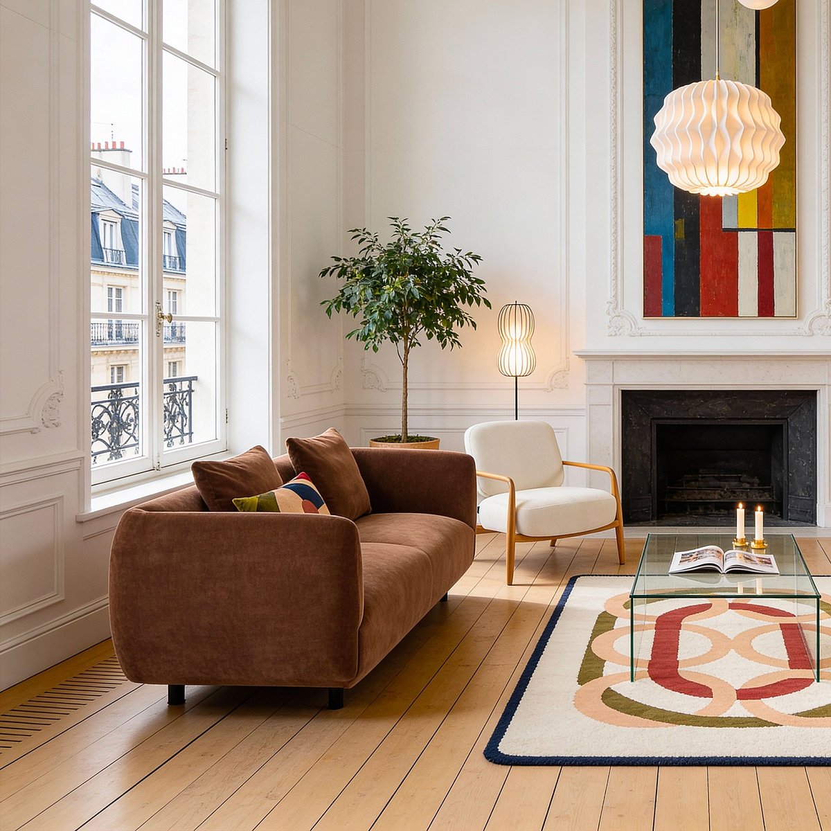 Fauteuil en tissu et bois massif VELIKA crème, HABITAT