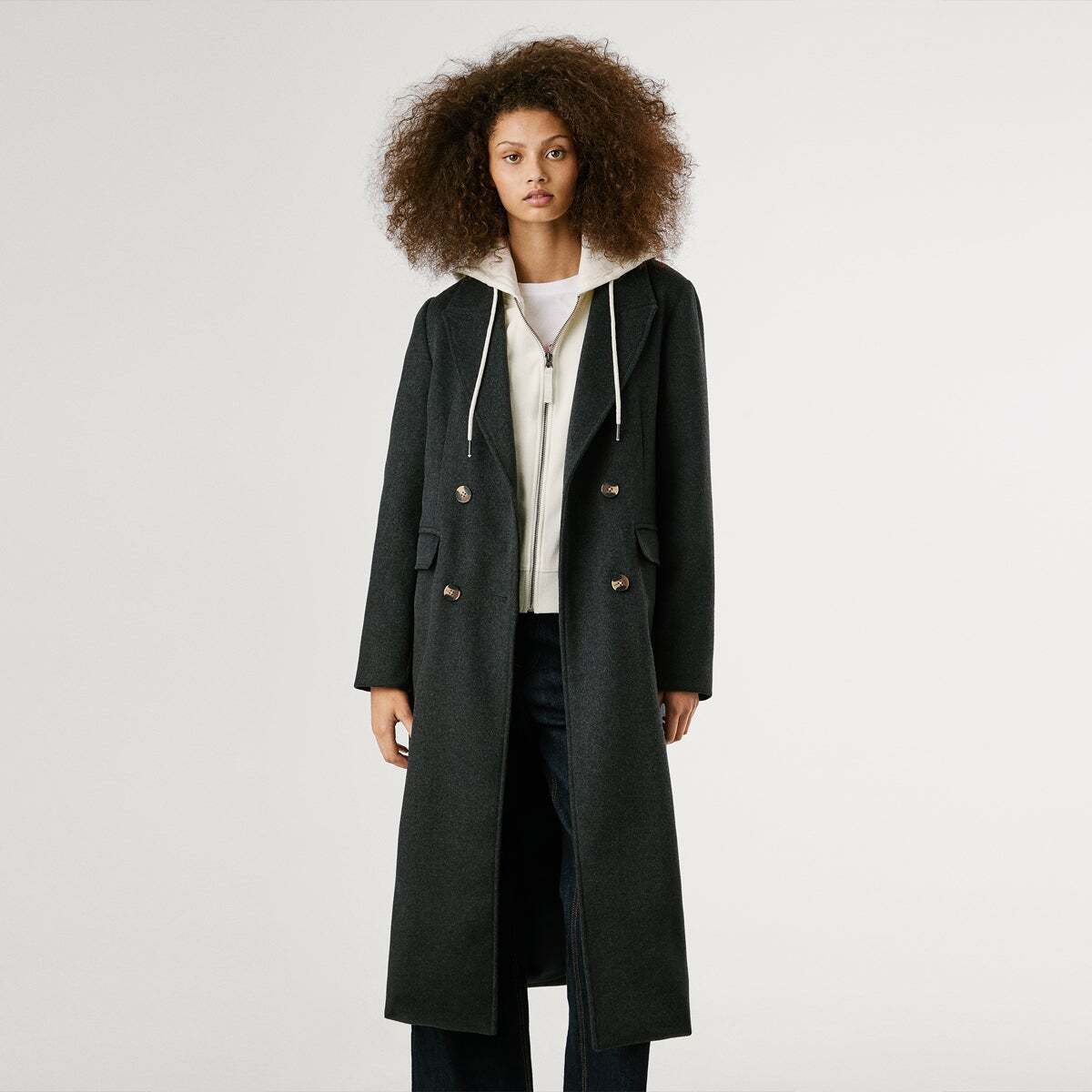 Manteau Long Croisé gris, PEPE JEANS