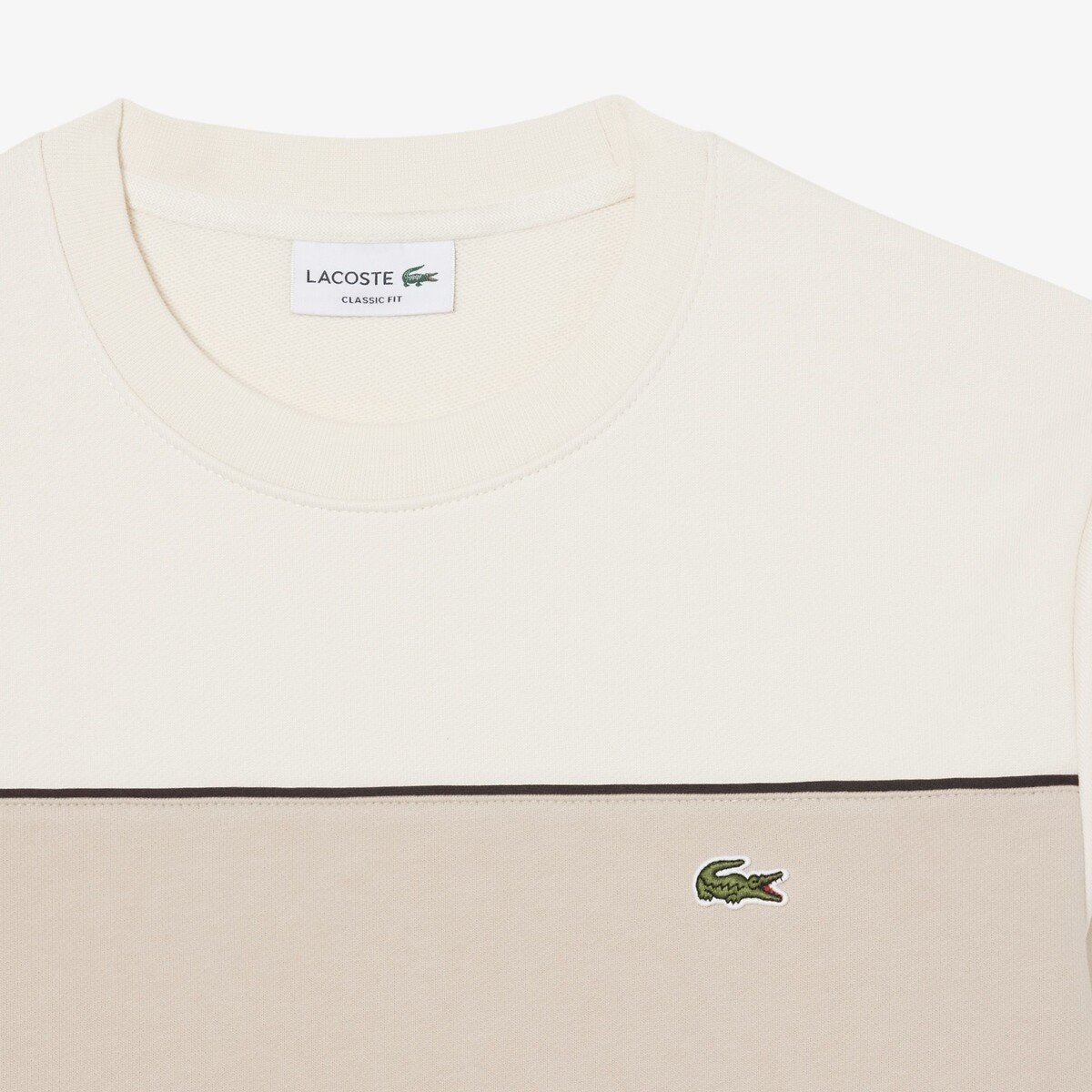 Sweatshirt classic fit en molleton color block beige, LACOSTE