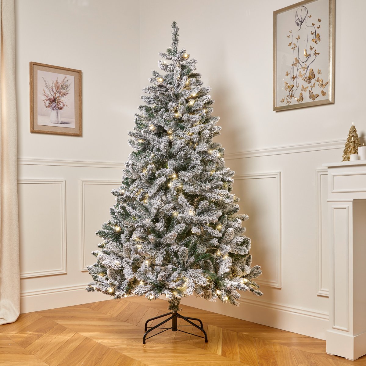 Sapin artificiel lumineux floqué Snow Lord H180 cm vert, FEERIC LIGHTS & CHRISTMAS