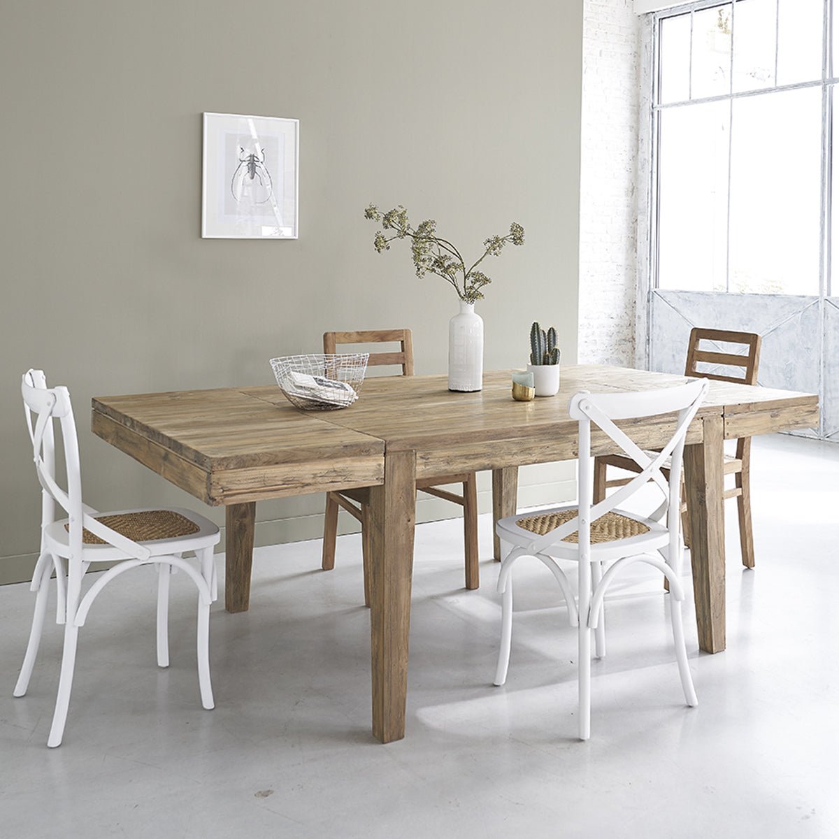 Table en bois de teck recyclé 10 pers. CARGO naturel, BERAH GETAH