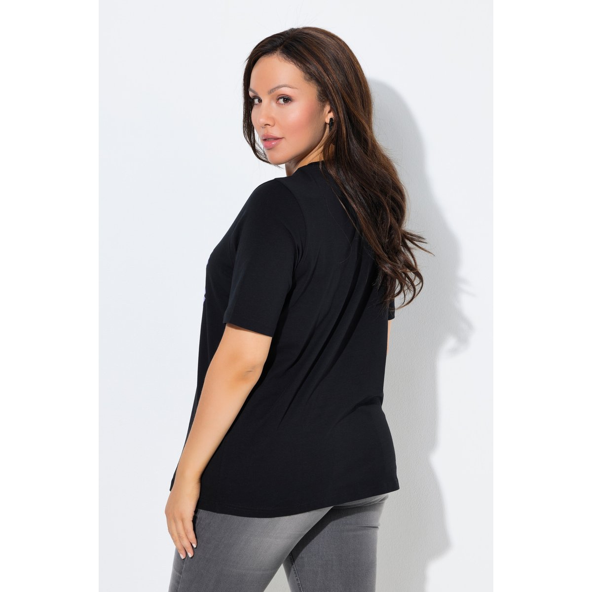 T-shirt à fleurs, coupe Classic Fit noir, ULLA POPKEN