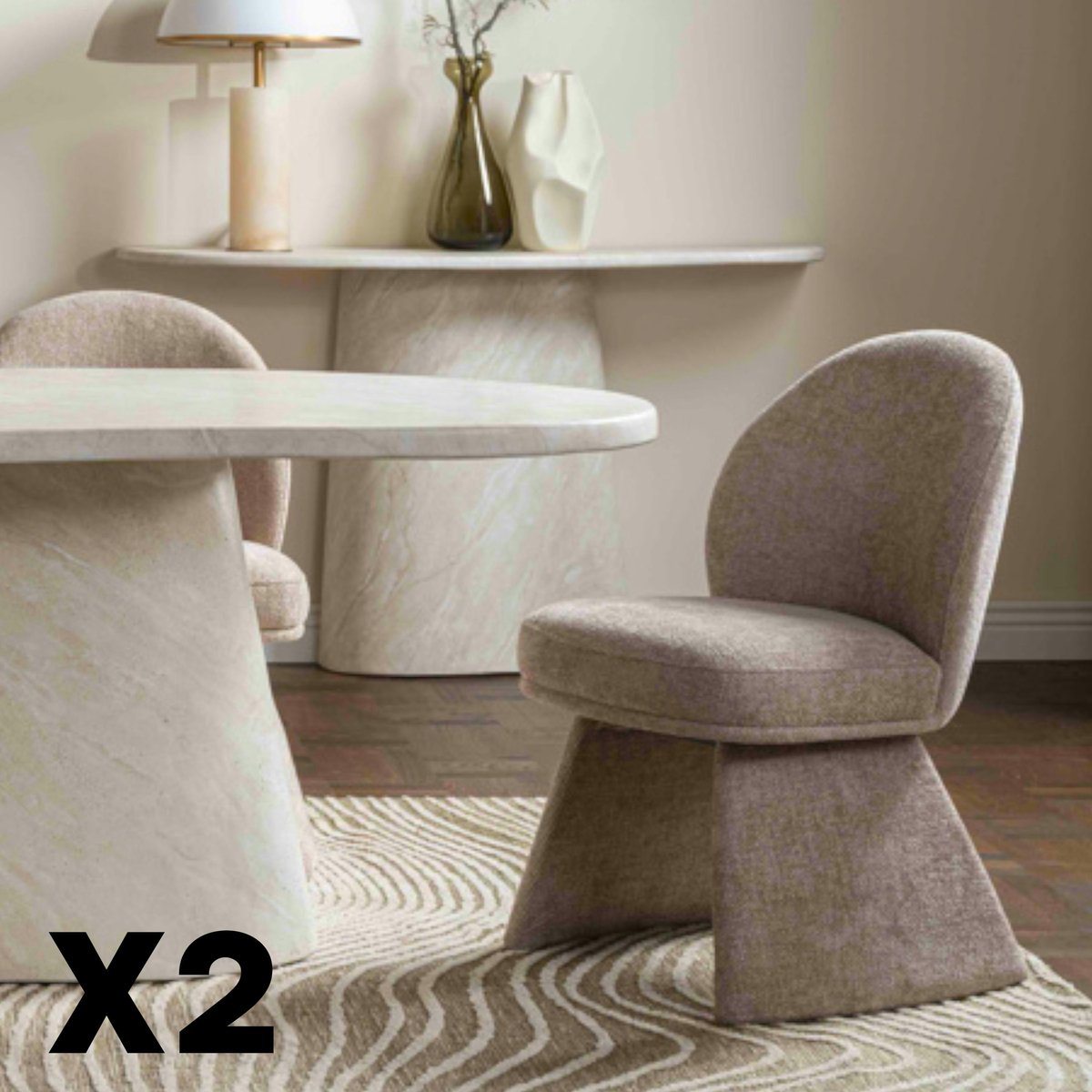Chaise design beige à assise rembourrée (lot de 2) TREVI beige, PIER IMPORT