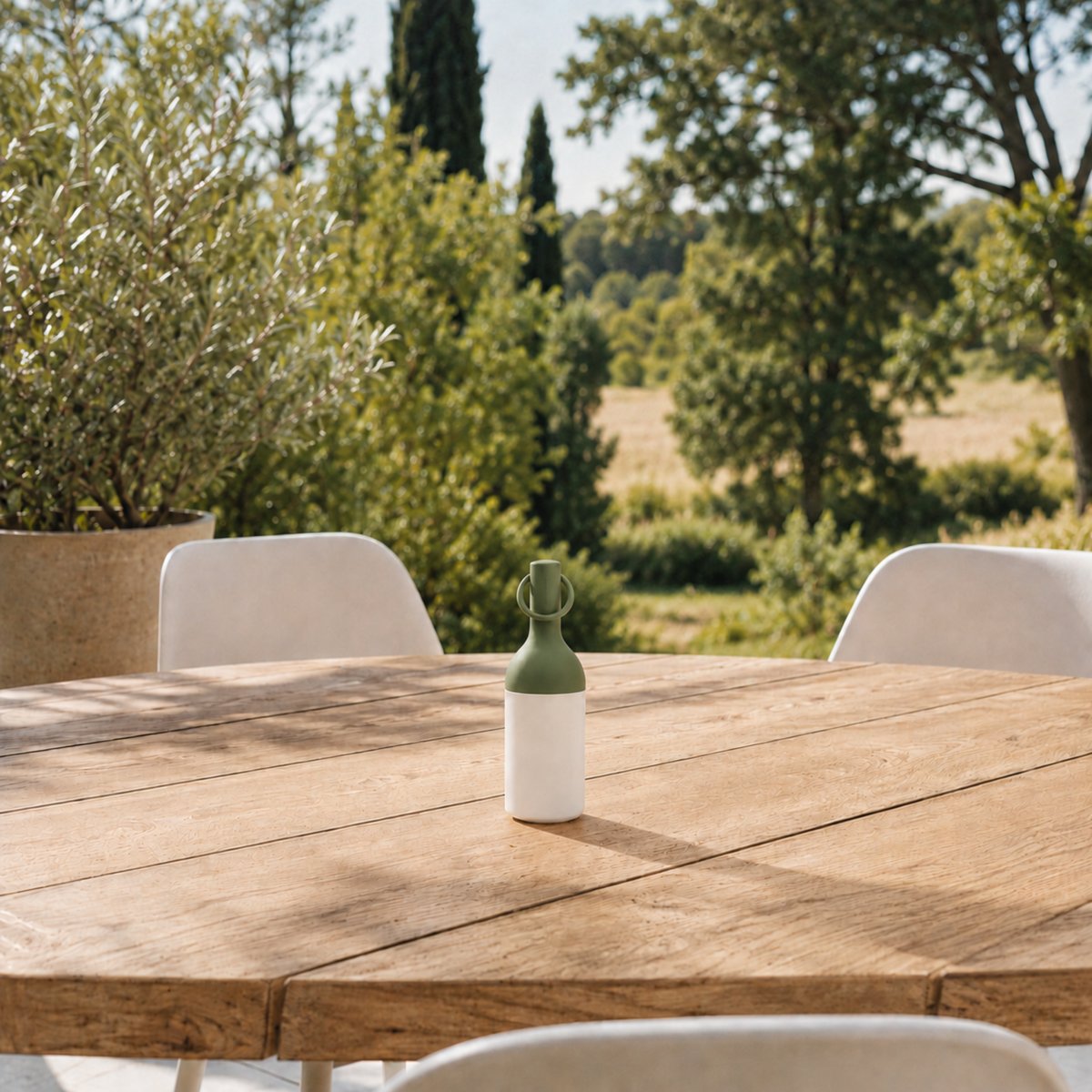 Petite lampe nomade en plastique - ELO blanc et vert olive, MAISON PAVANE