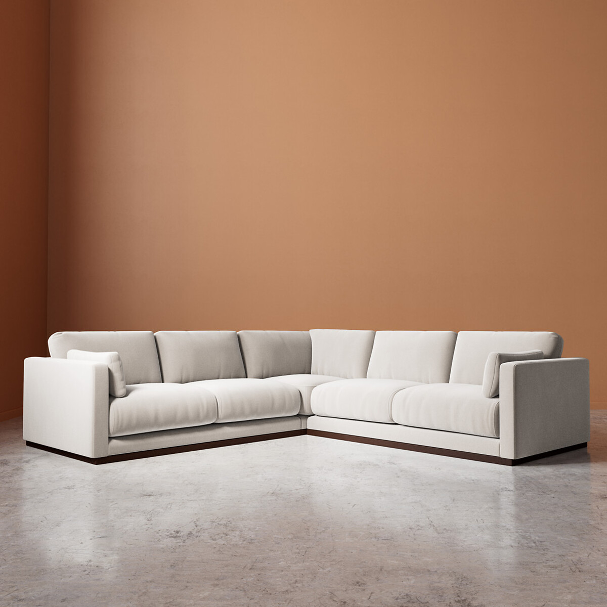 Alesund Crushed Velvet Corner Sofa ecru , SWOON