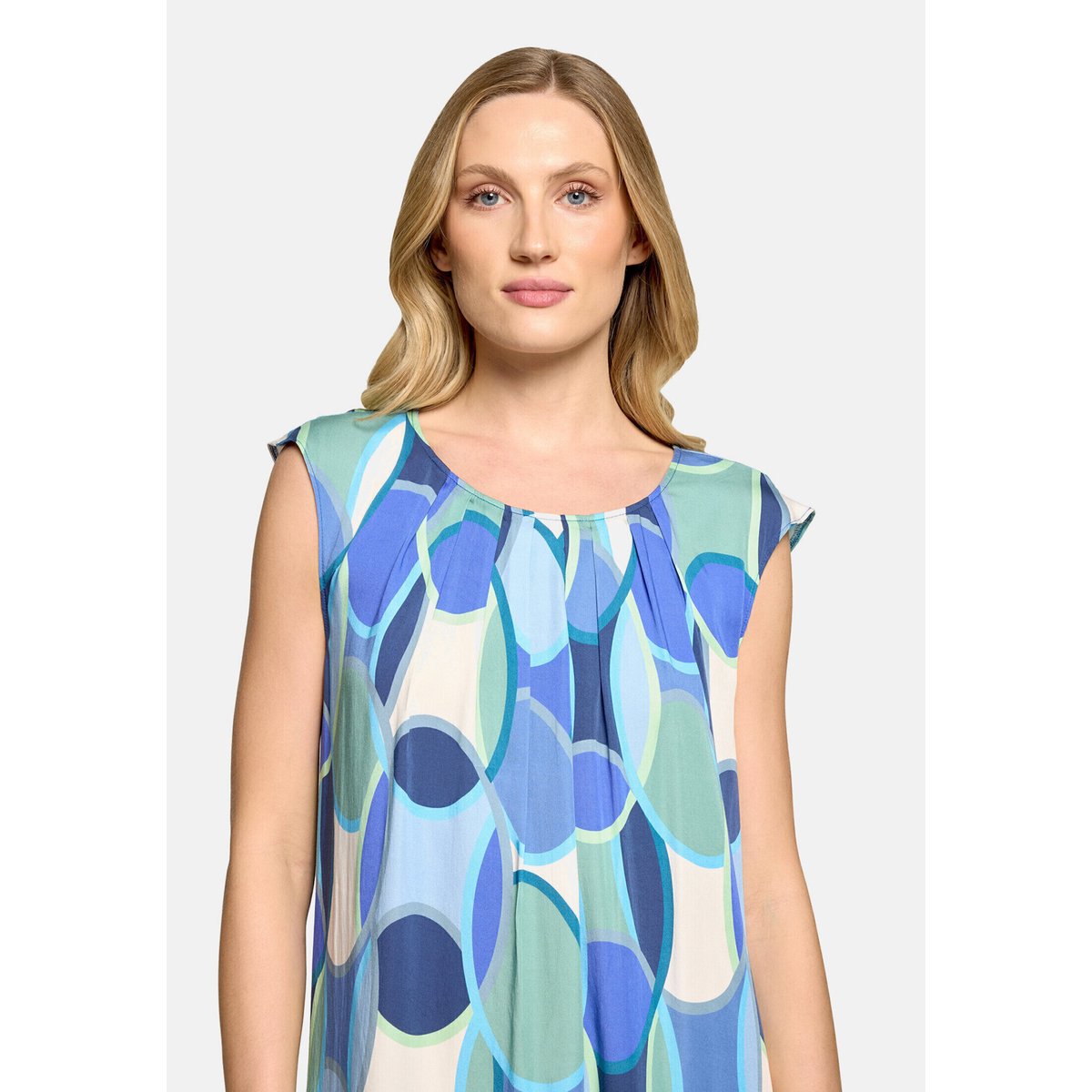 Robe détente à encolure ronde bleu/vert, BETTY BARCLAY