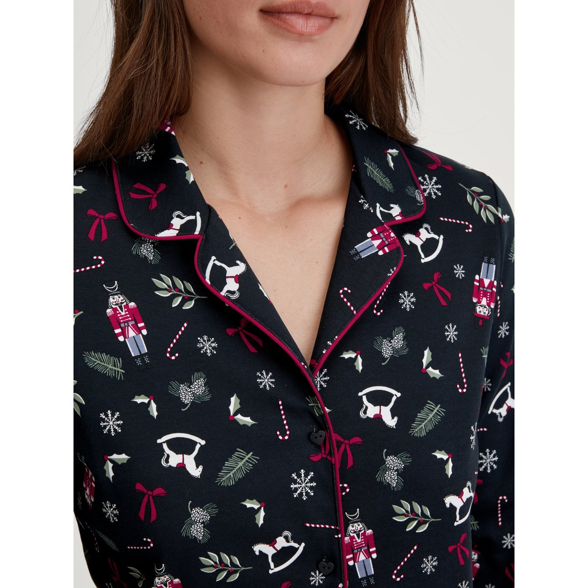 Pyjama boutonné sur toute la longueur manches longues Coton FAMILY & FRIENDS saphir bleu, CALIDA