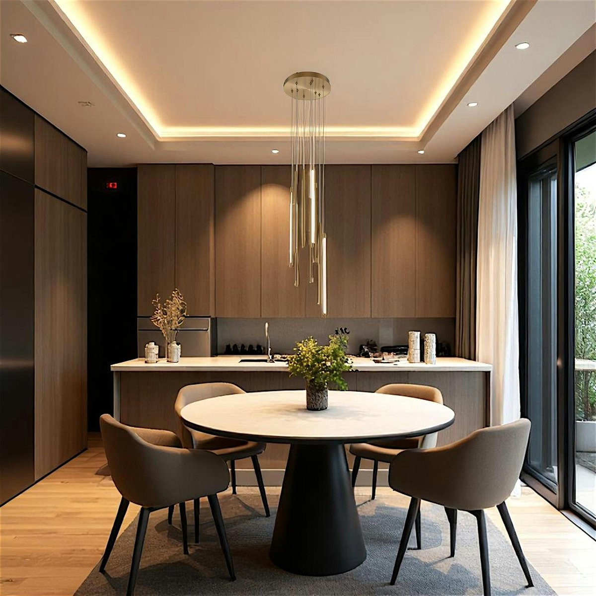 Lustre 9 lampes LED en cascade SALEM doré, PIER IMPORT