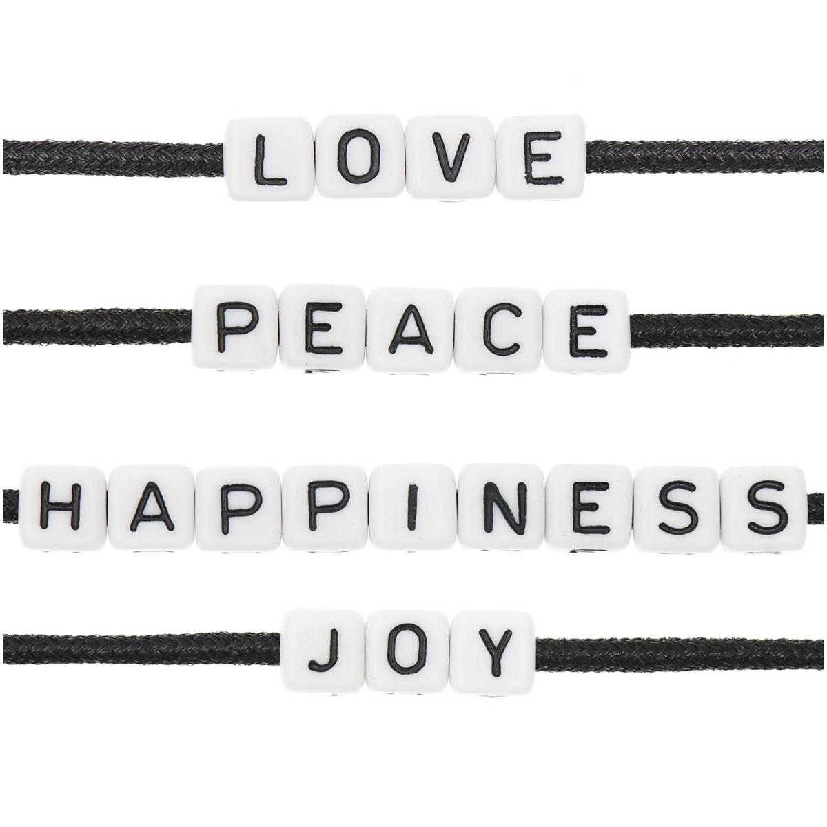 Itoshii pack 21 perles ponii love peace happiness joy couleur unique, RICO DESIGN