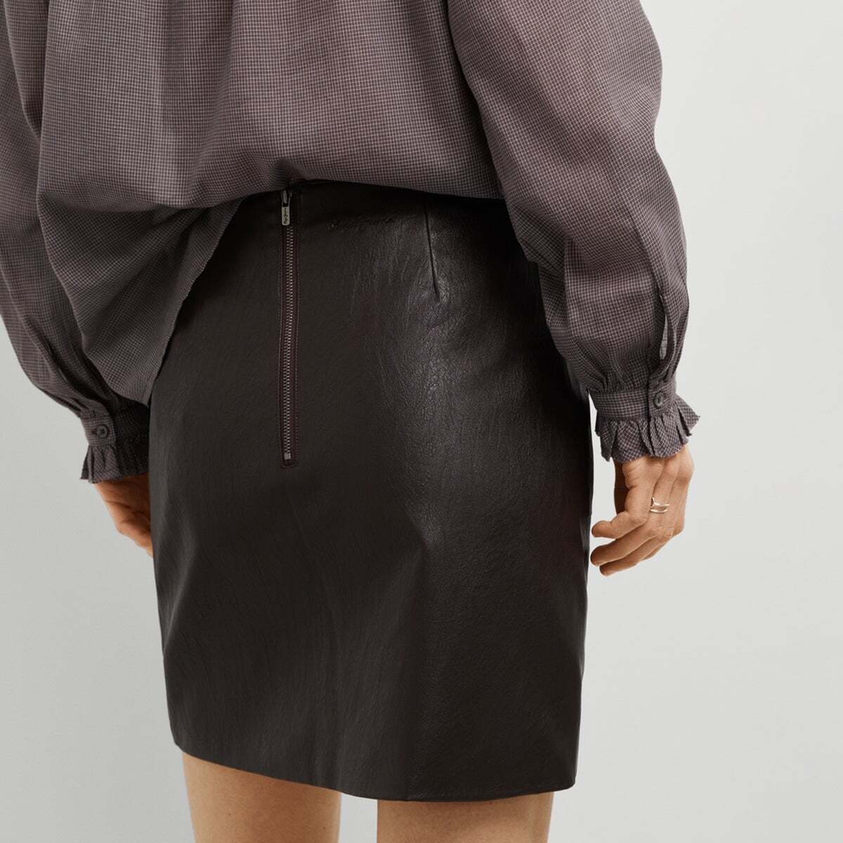 Jupe Courte Effet Cuir brun de trail, PEPE JEANS