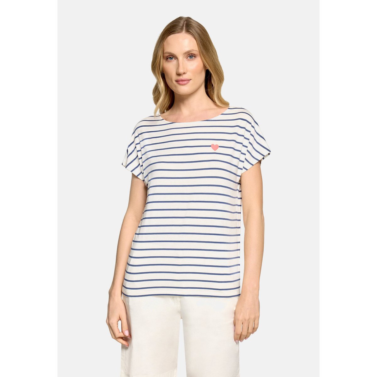 Haut casual à encolure bateau blanc/bleu, BETTY BARCLAY