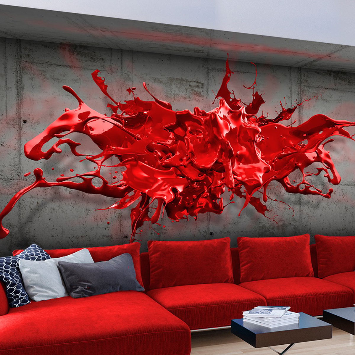 Papier peint intissé panoramique Abstractions Red Ink Blot noir, EDEN