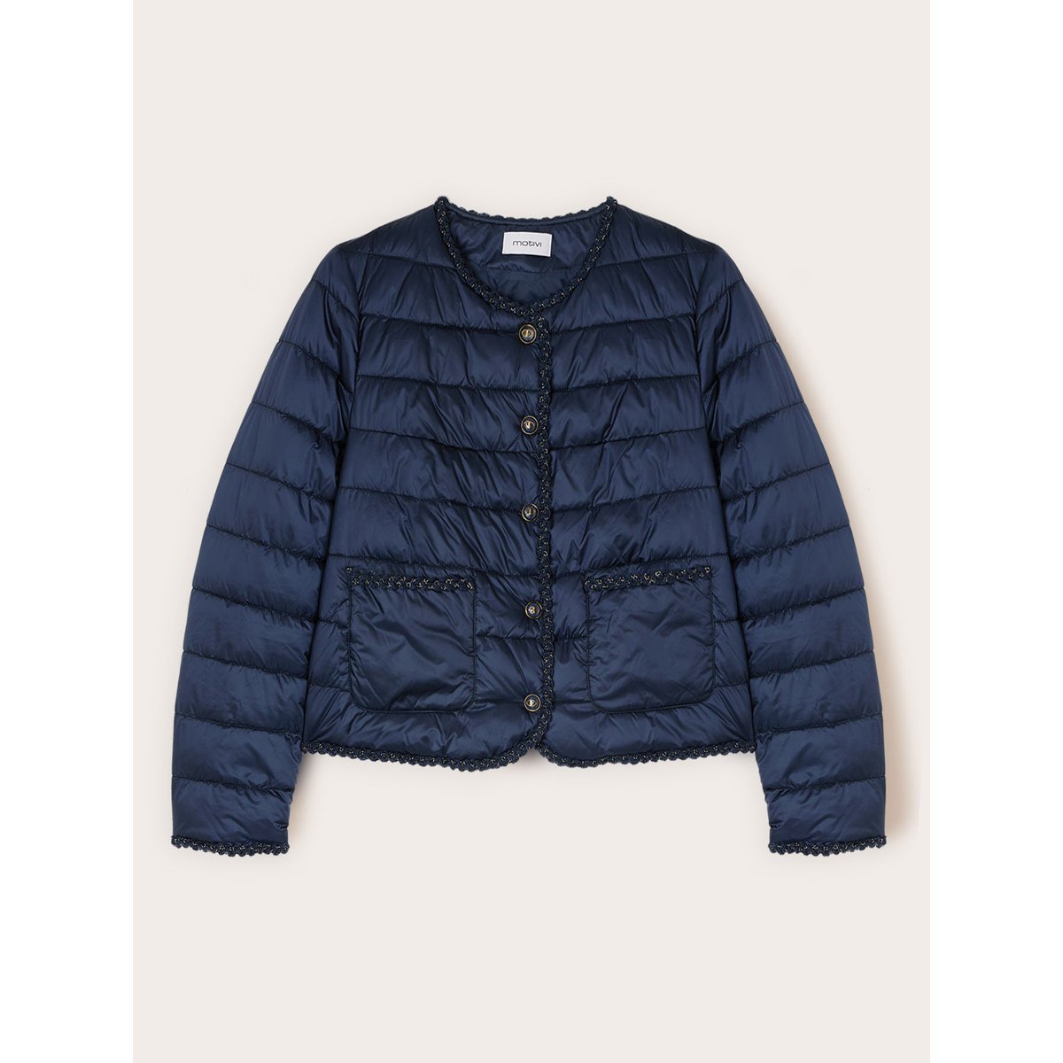 Veste matelassée légère avec passementerie bleu, MOTIVI
