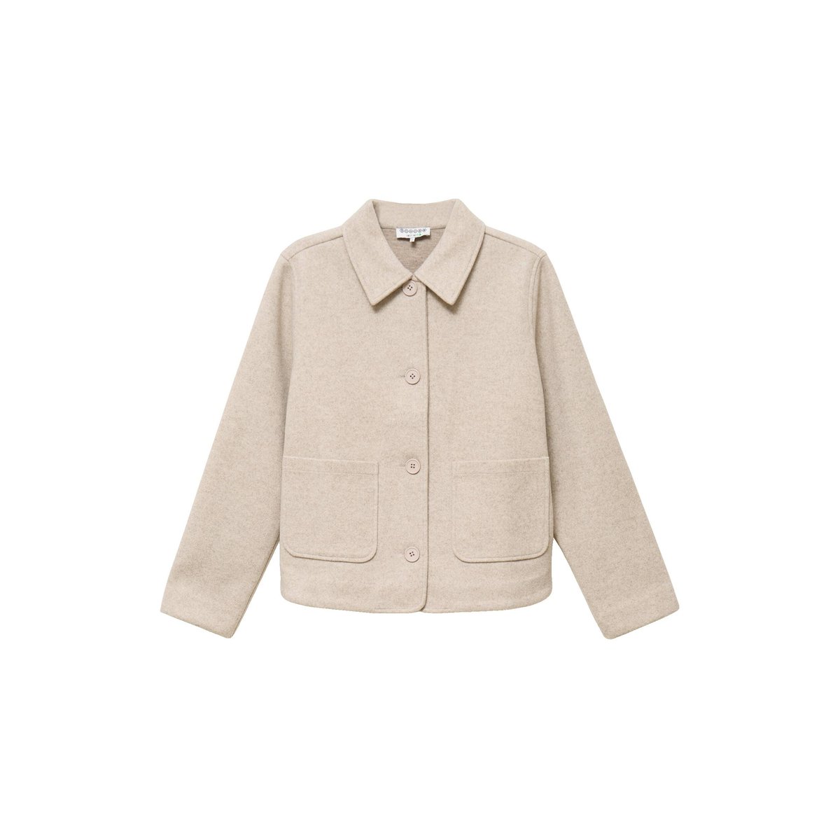 Cardigan droit court col classique creme, BONOBO