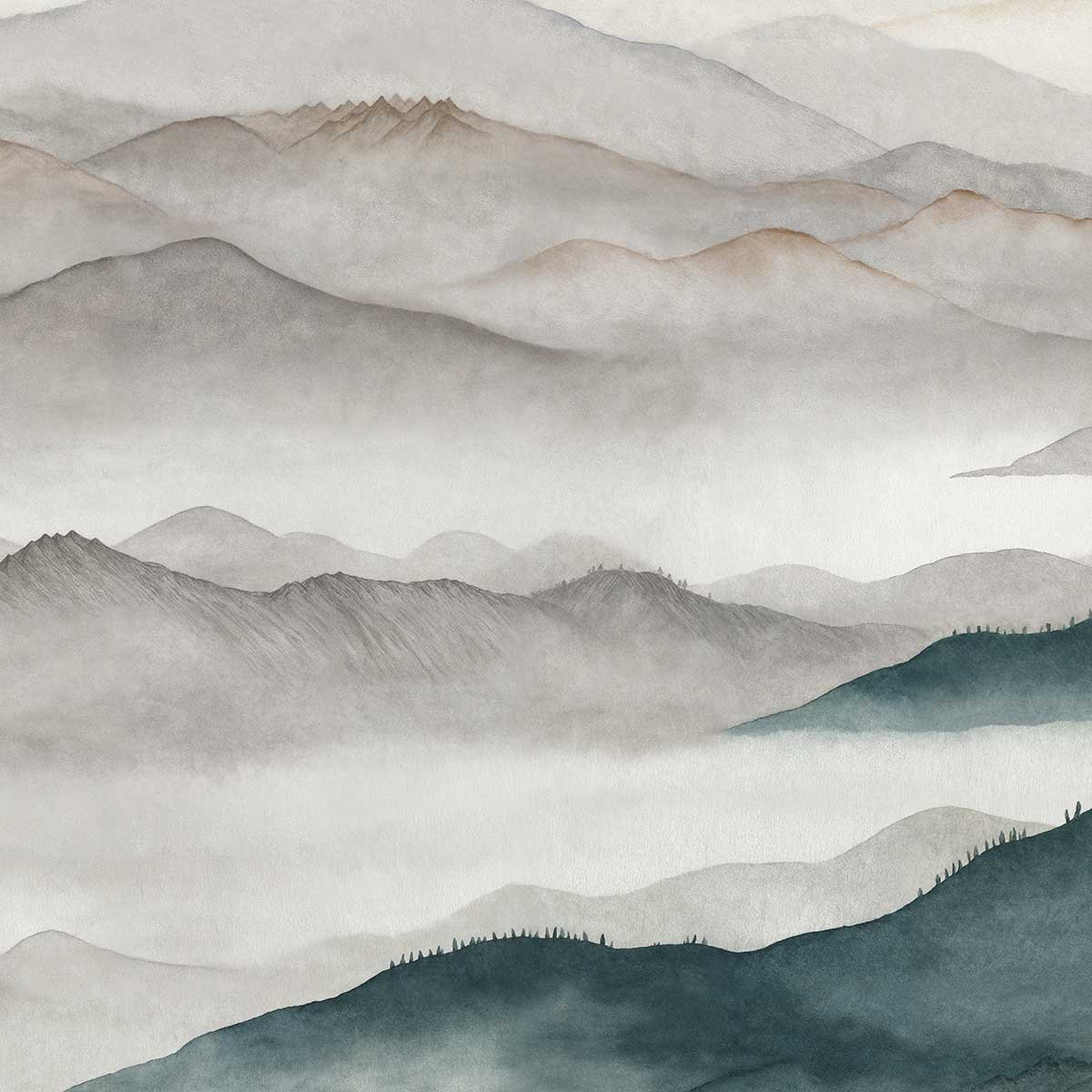 Papier peint Sommets Nuancés bleu, HEXOA