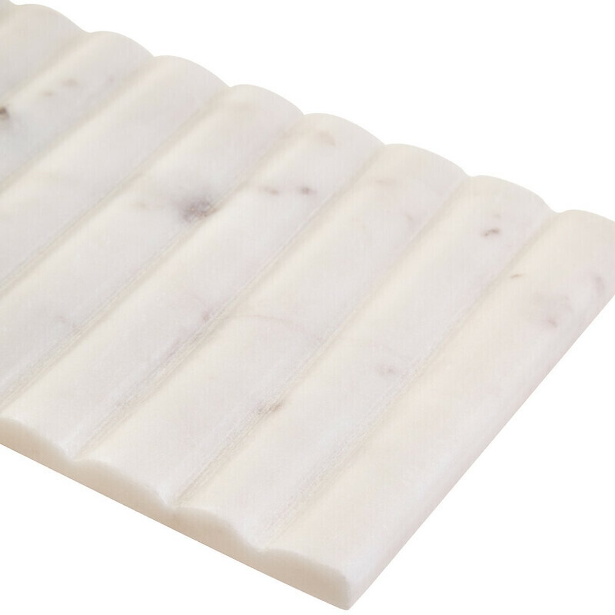 Rectanguar Fluted Marble Box in White white, FIFTY FIVE SOUTH