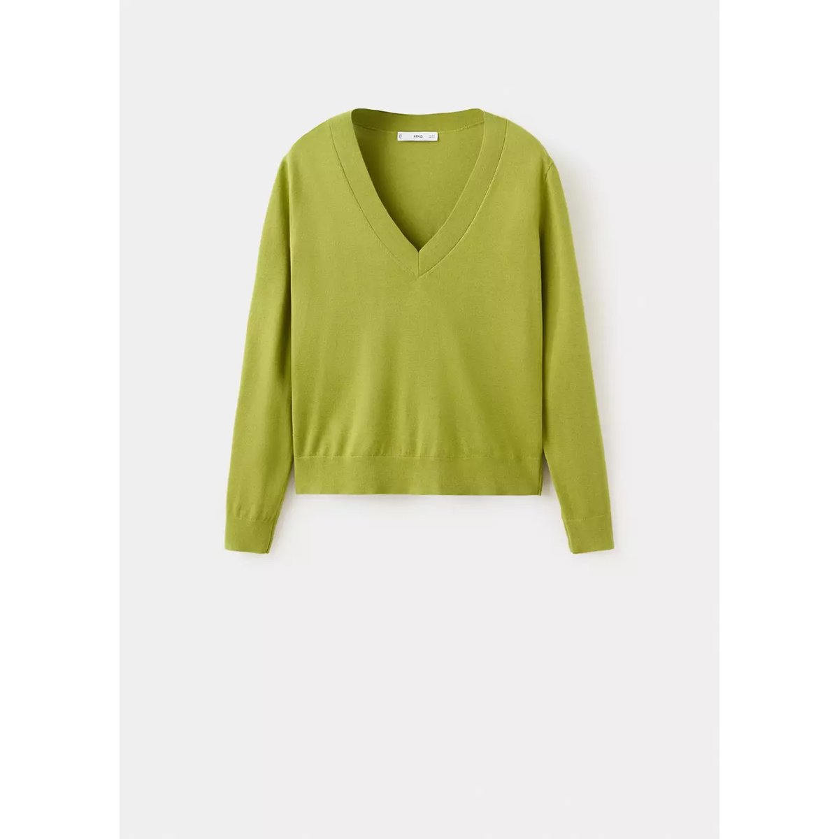 Pull-over maille col en V vert, MANGO