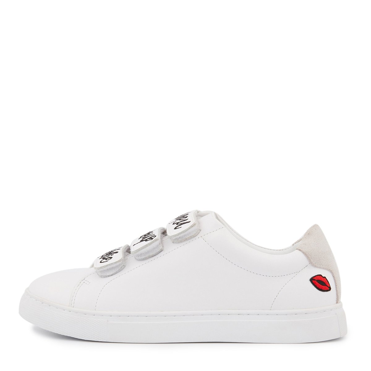 Baskets En Cuir Edith Je T'aime blanc, BONS BAISERS