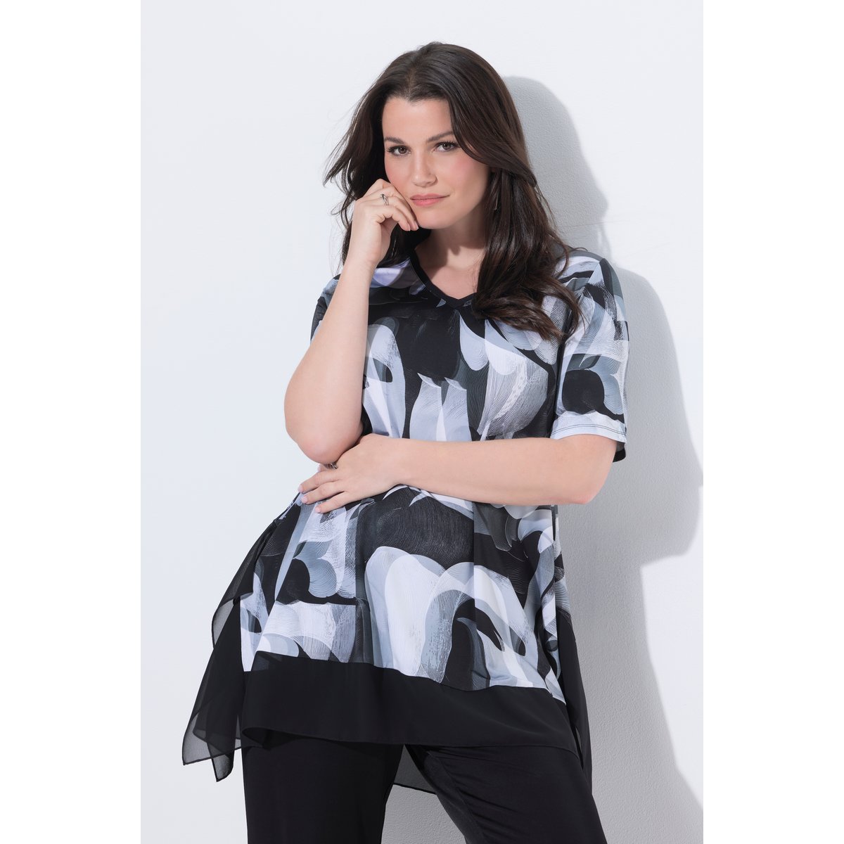 T-shirt au tombé fluide noir, ULLA POPKEN