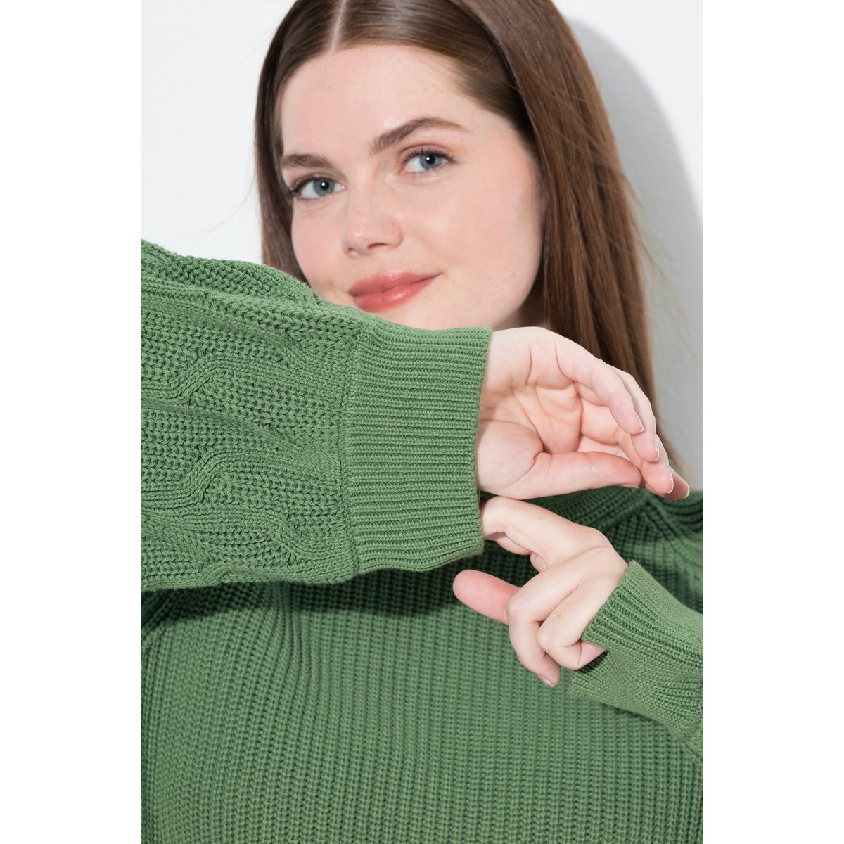 Pull en coton bio vert mousse, ULLA POPKEN