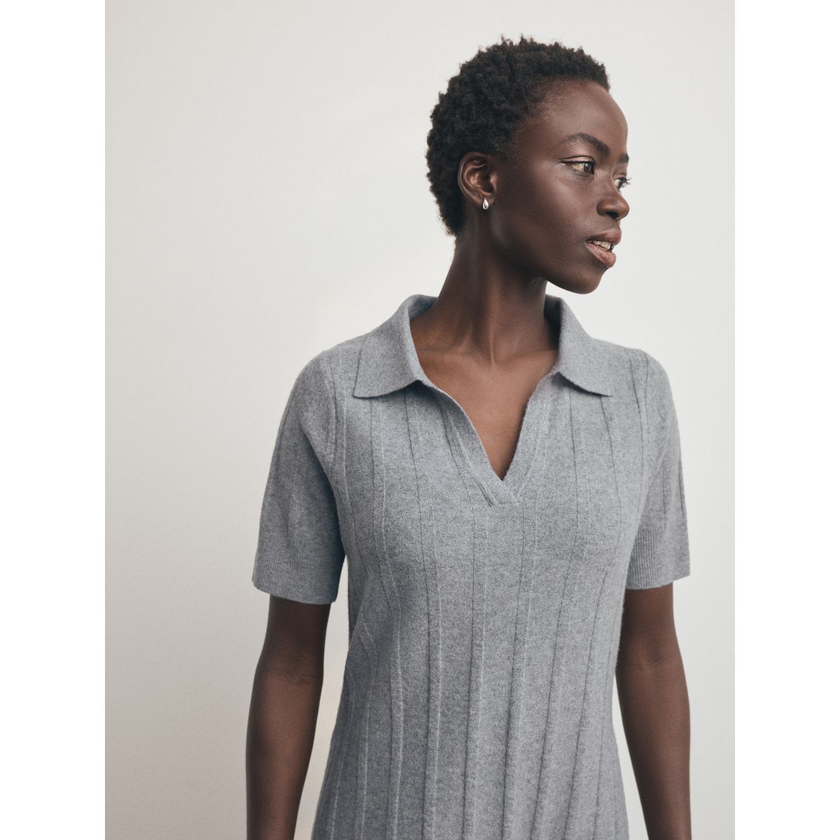 Robe polo courte ultra-douce manches courtes gris, NEXT