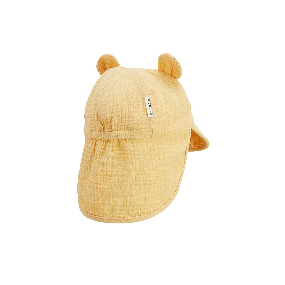 Casquette cache-cou bébé en gaze de coton Camila jaune, PETIT BEGUIN