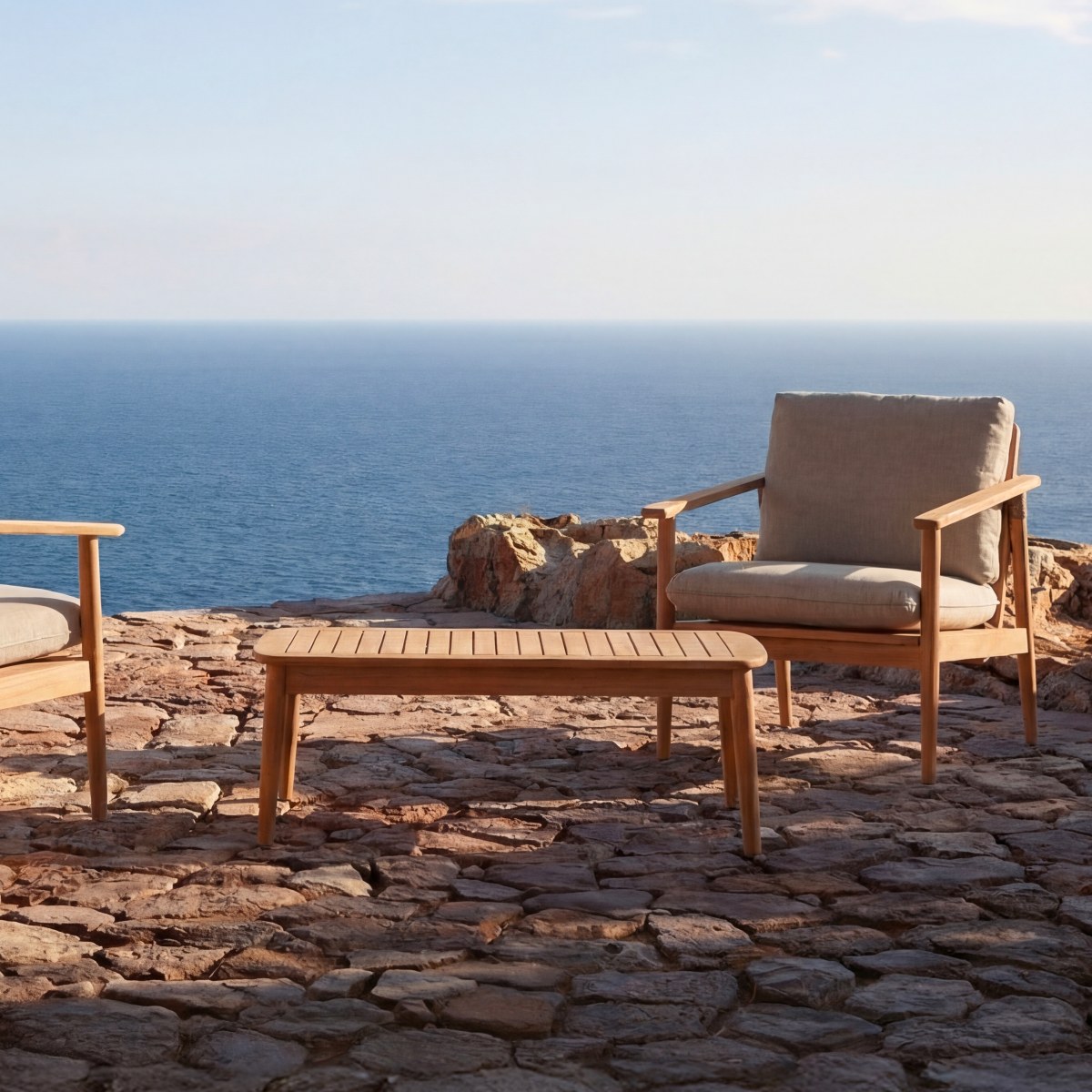 Table basse de jardin en Acacia massif, DANIELA naturel, TIKAMOON
