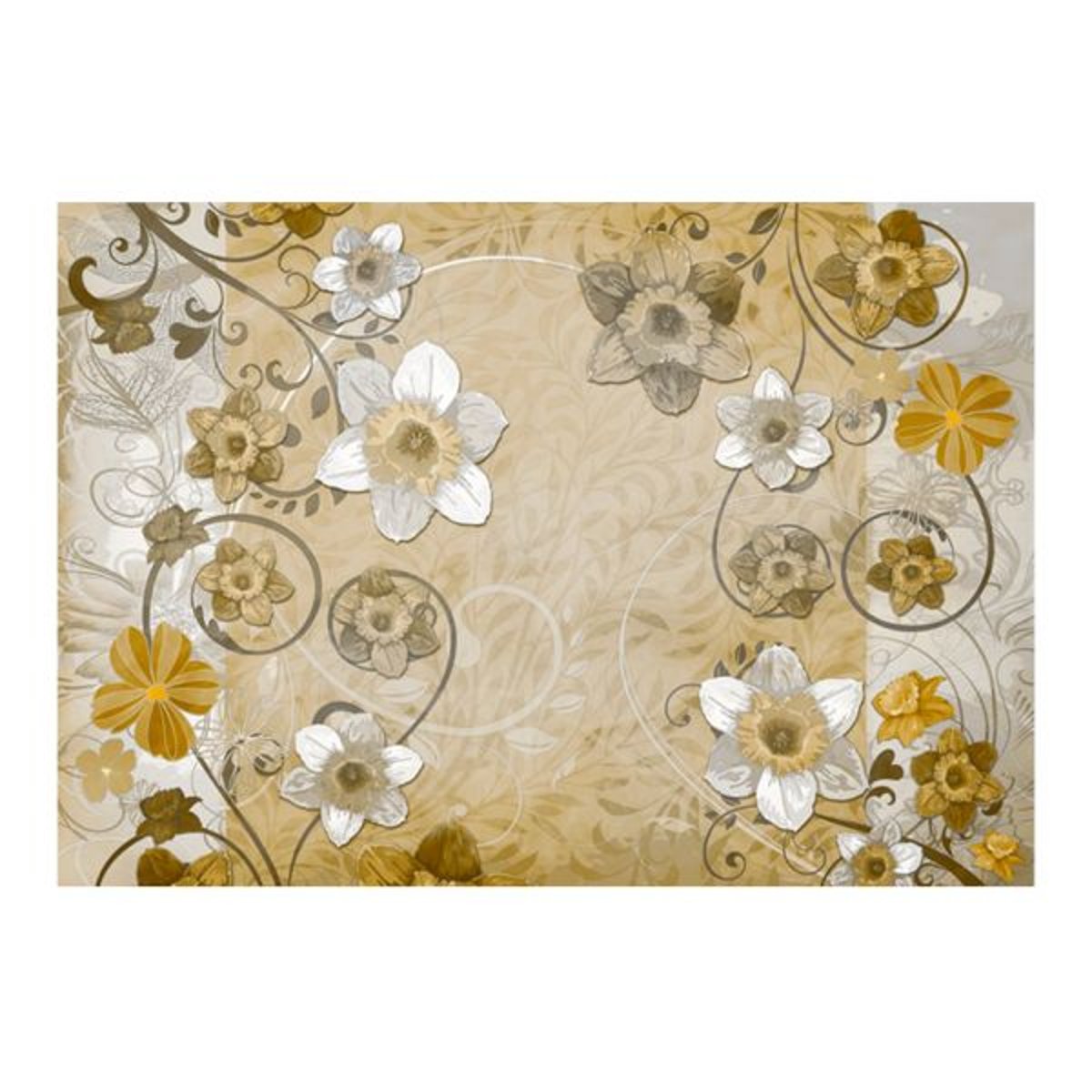 Papier peint intissé panoramique Fleurs Springtime... beige, EDEN
