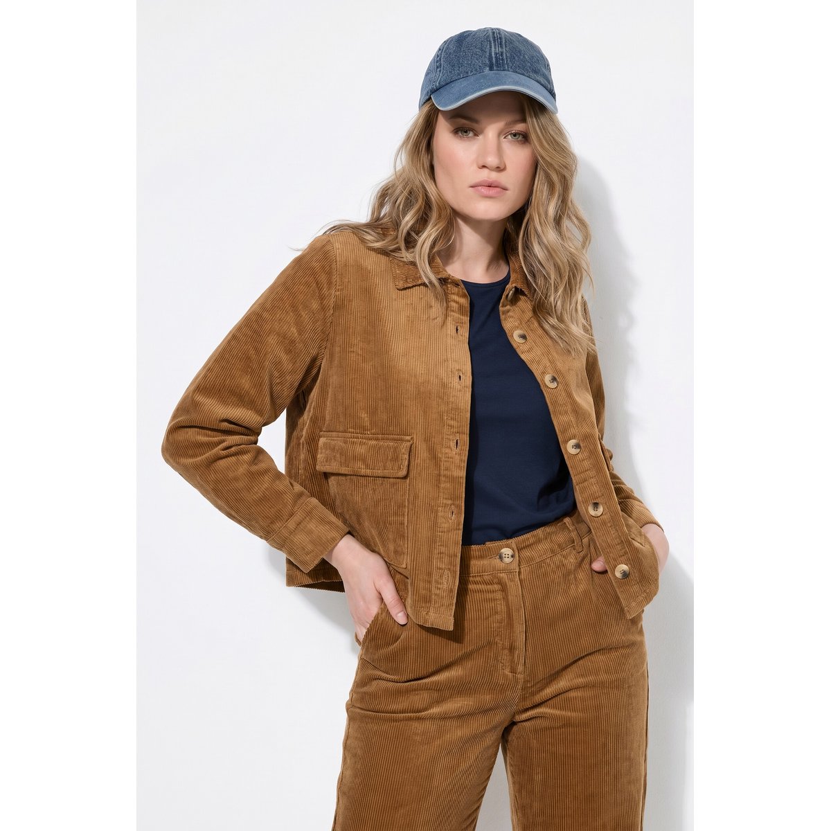 Chemisier à carreaux en coton bio cognac, ULLA POPKEN