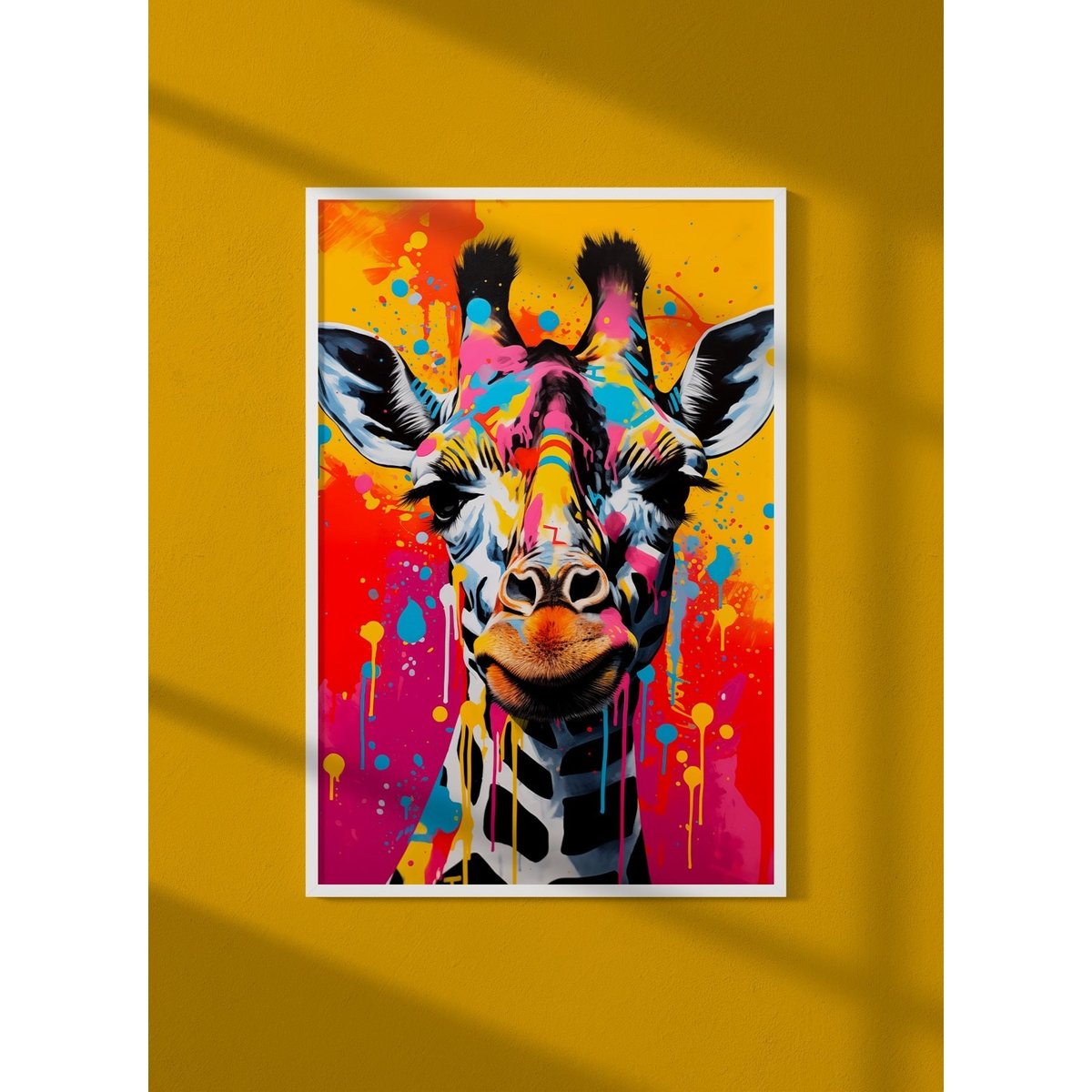 Affiche Girafe Pop Art blanc, L'AFFICHERIE