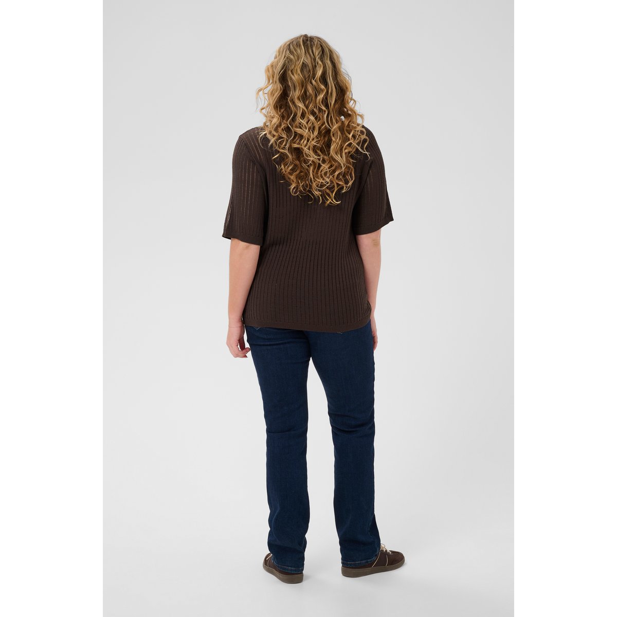 Pullover tricoté marron coffee bean, KAFFE CURVE