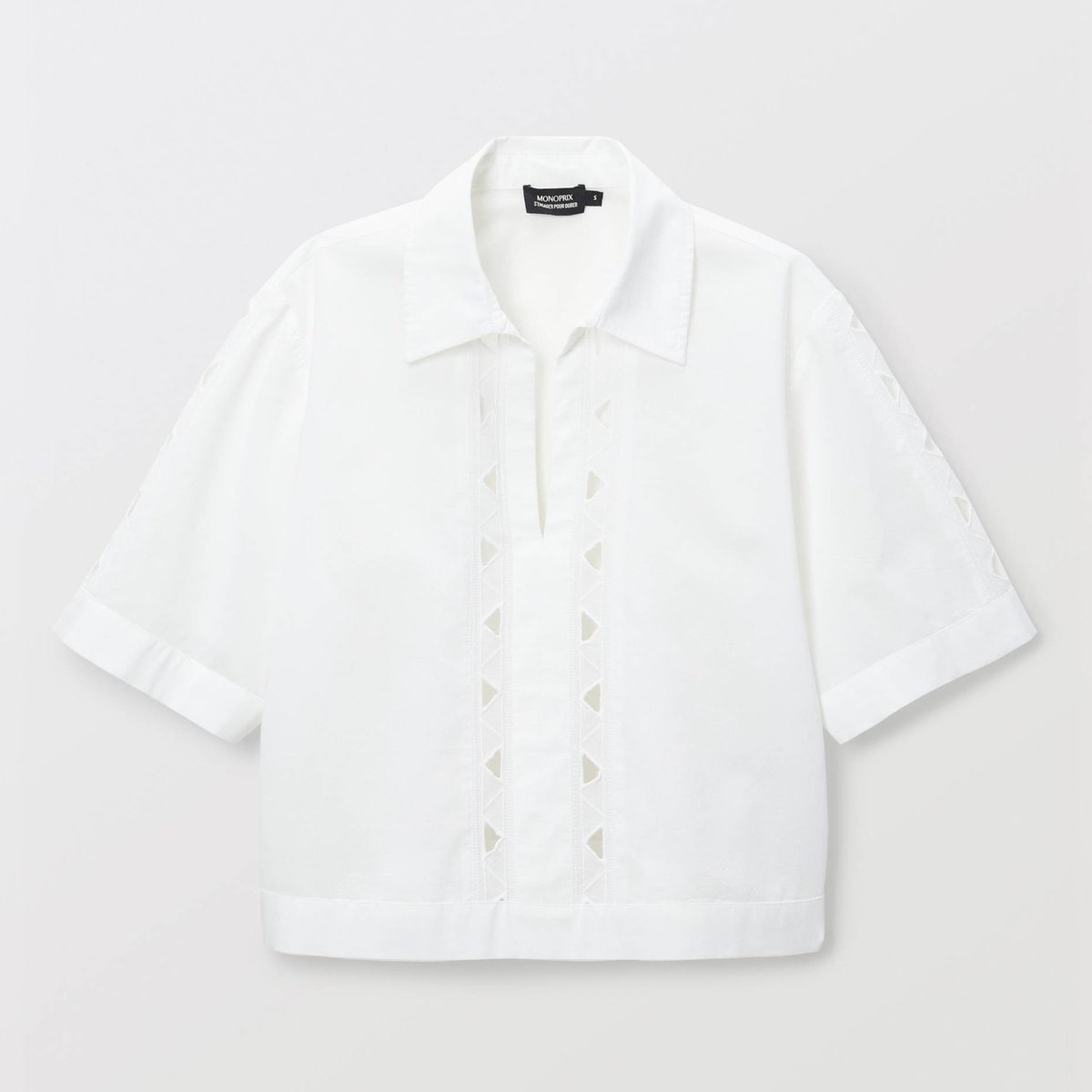 Chemise manches courtes en coton BIO GOTS blanc, MONOPRIX