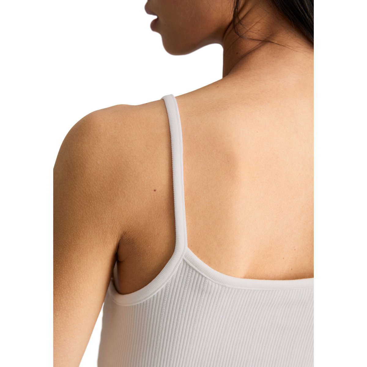 Top à bretelles spaghetti slim en mélange de coton bio blanc, MARC O’POLO DENIM