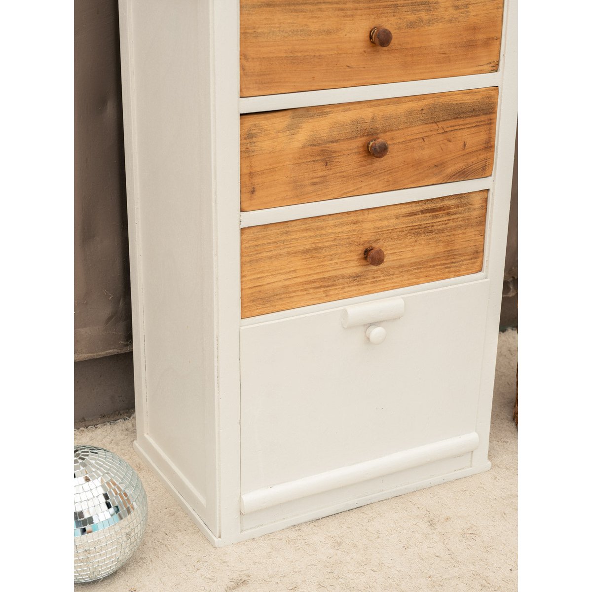 Meuble d'appoint en bois blanc Gilbert N°1916 - Bon état bois clair, DEBONGOUT