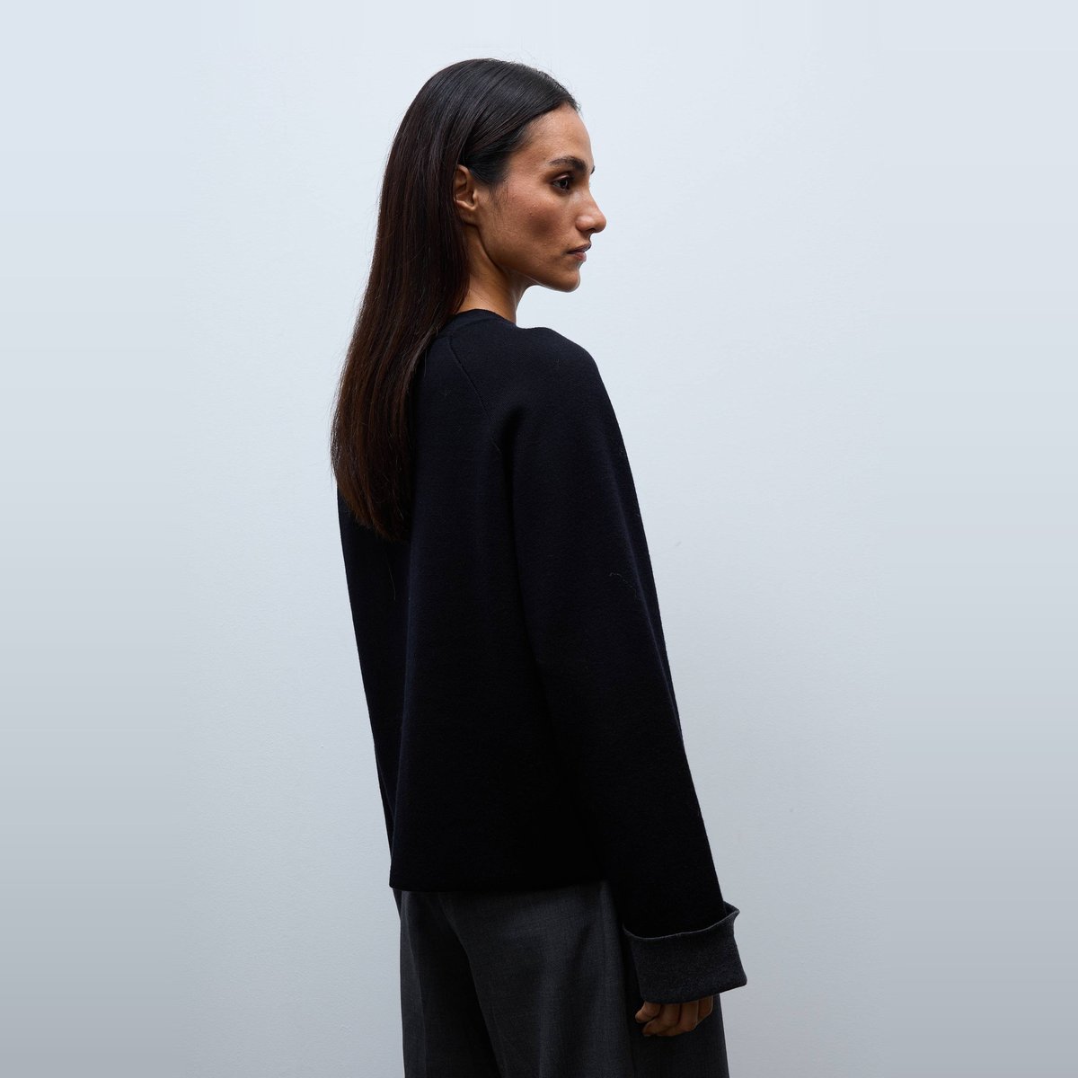 Cardigan à pressions en coton laine noir, MONOPRIX