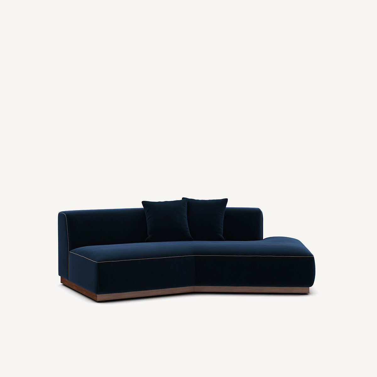 Demi-canapé droit en velours, JACOPO bleu nuit, AM.PM
