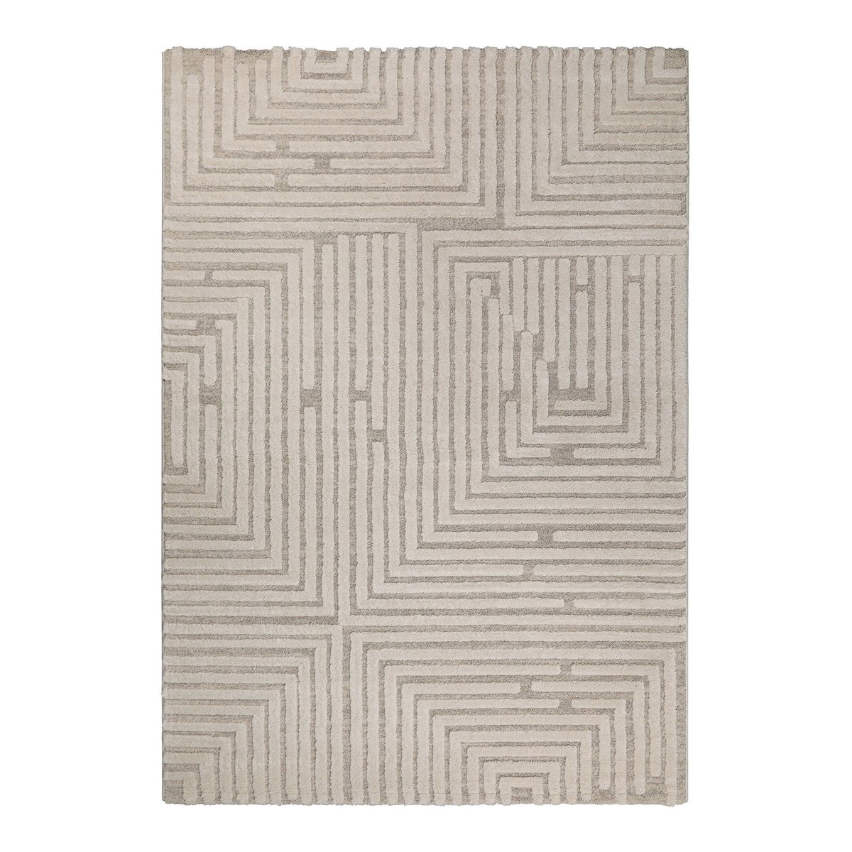 Tapis design à motif labythinthe à relief ,  Hillmar beige crème, WECON HOME