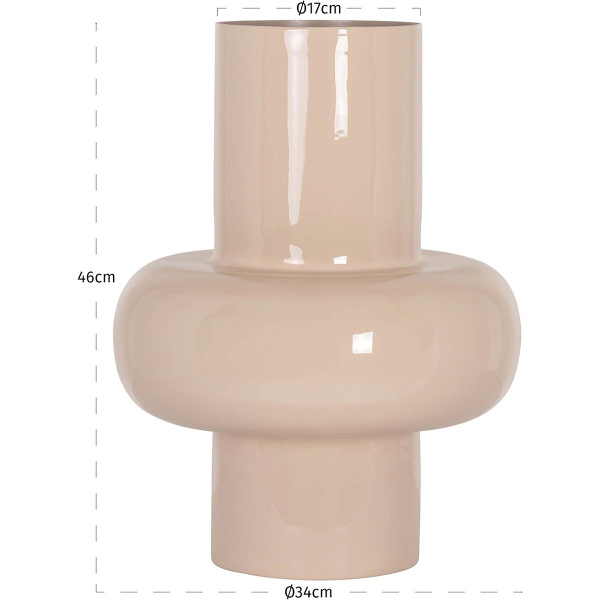 Vase rond en fer finition émail doux pour fleur tapioca beige doux, RECOLLECTION