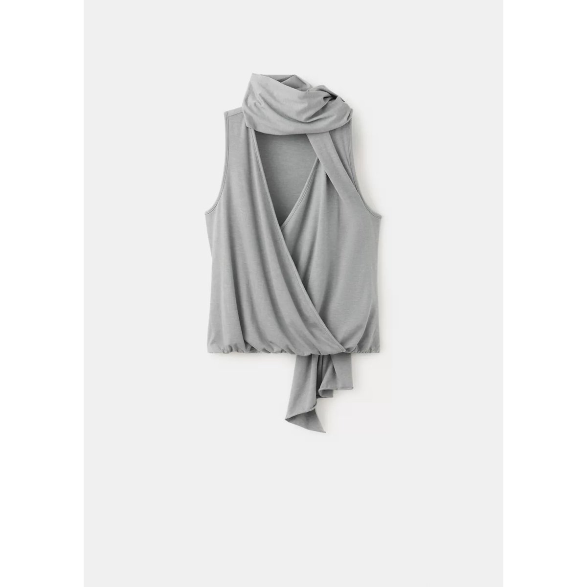 Top croisé avec détail foulard gris, MANGO
